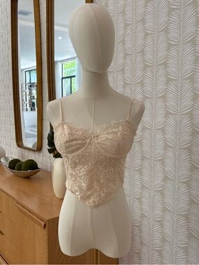 Free People Lace Bandeau Crop Top - Cream